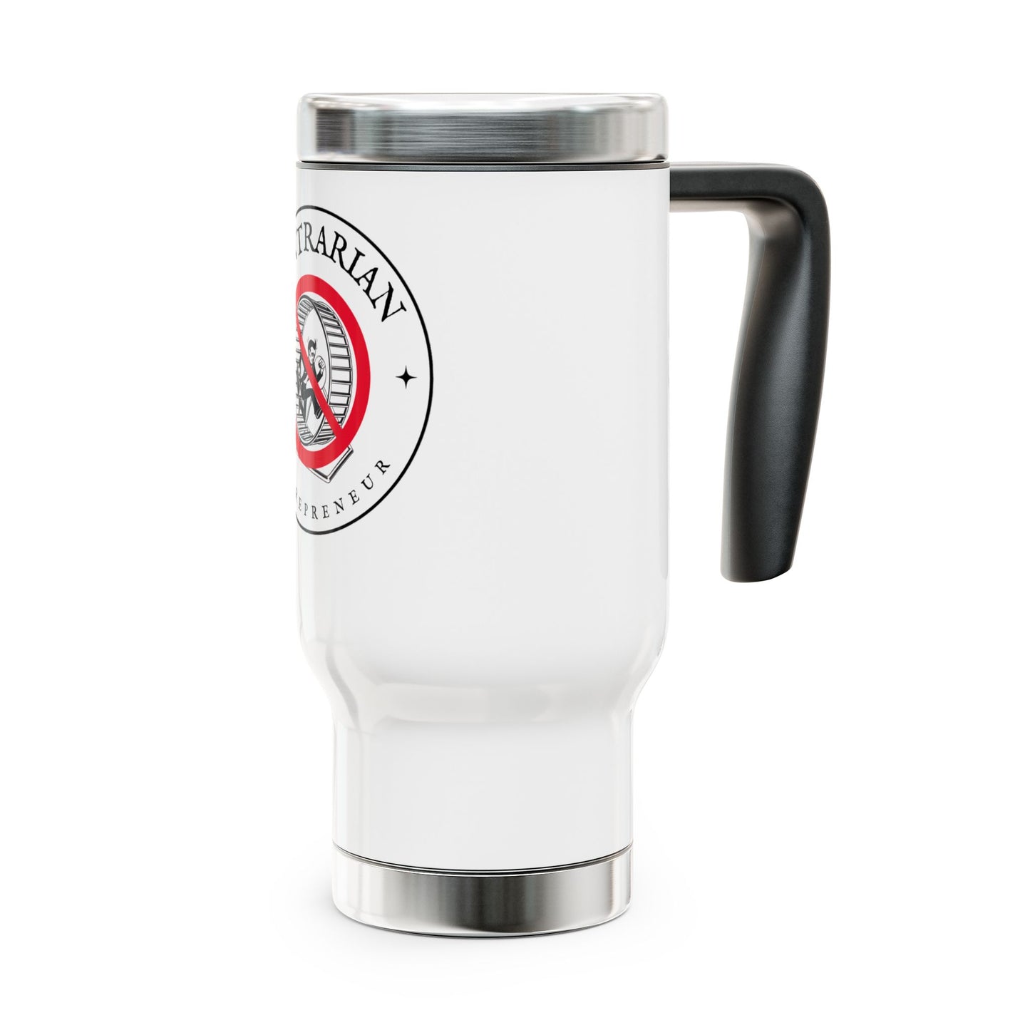 Contrarian Entrepreneur Stainless Steel Travel Mug with Handle, 14oz