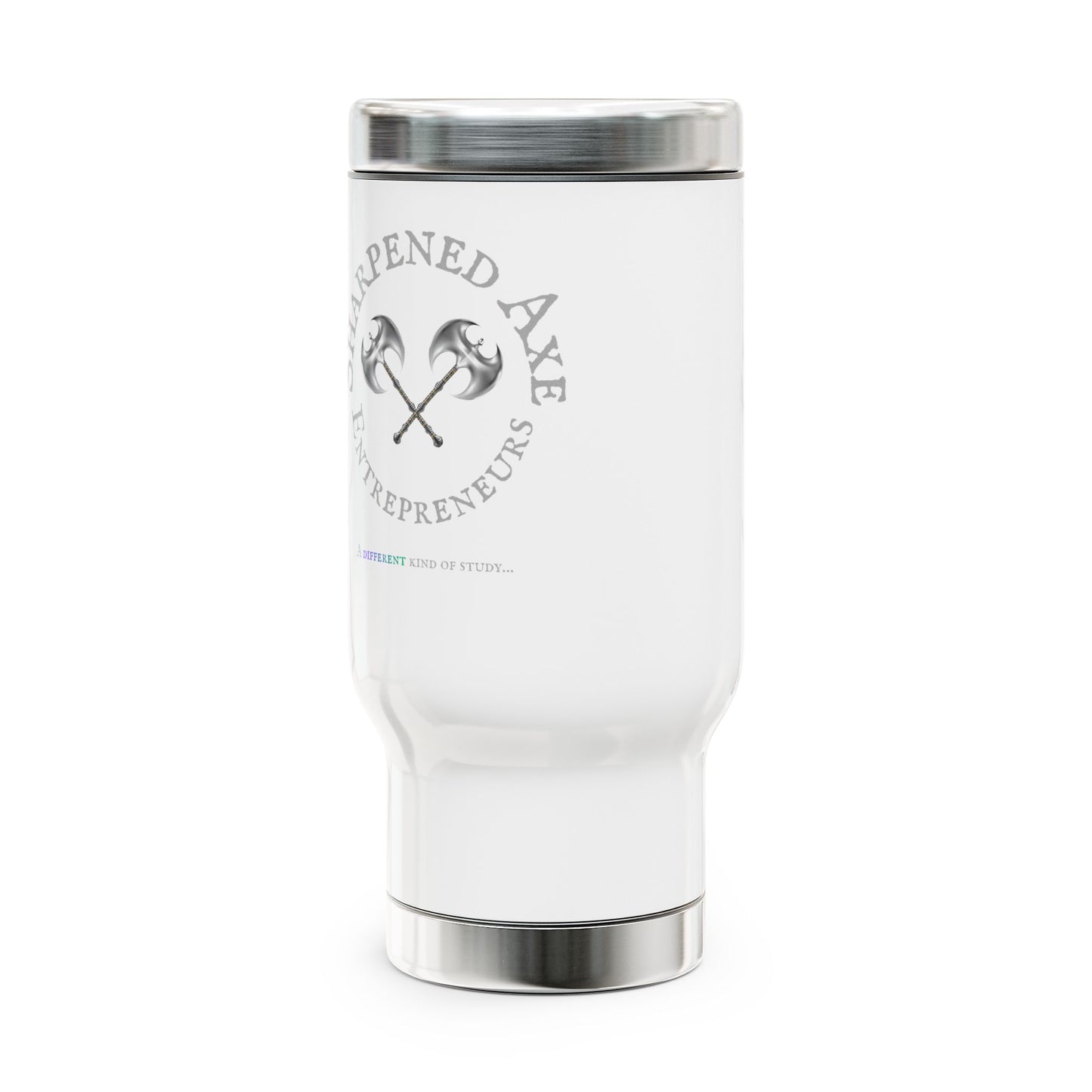 The Sharpened Axe Entrepreneur "Different Kind Of Study" Stainless Steel Travel Mug with Handle, 14oz