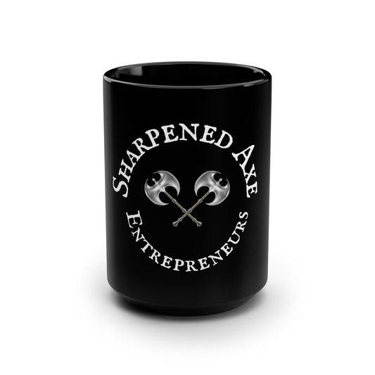 The Sharpened Axe "Contrarian Entrepreneurs" Black Mug, (XL 15oz!)