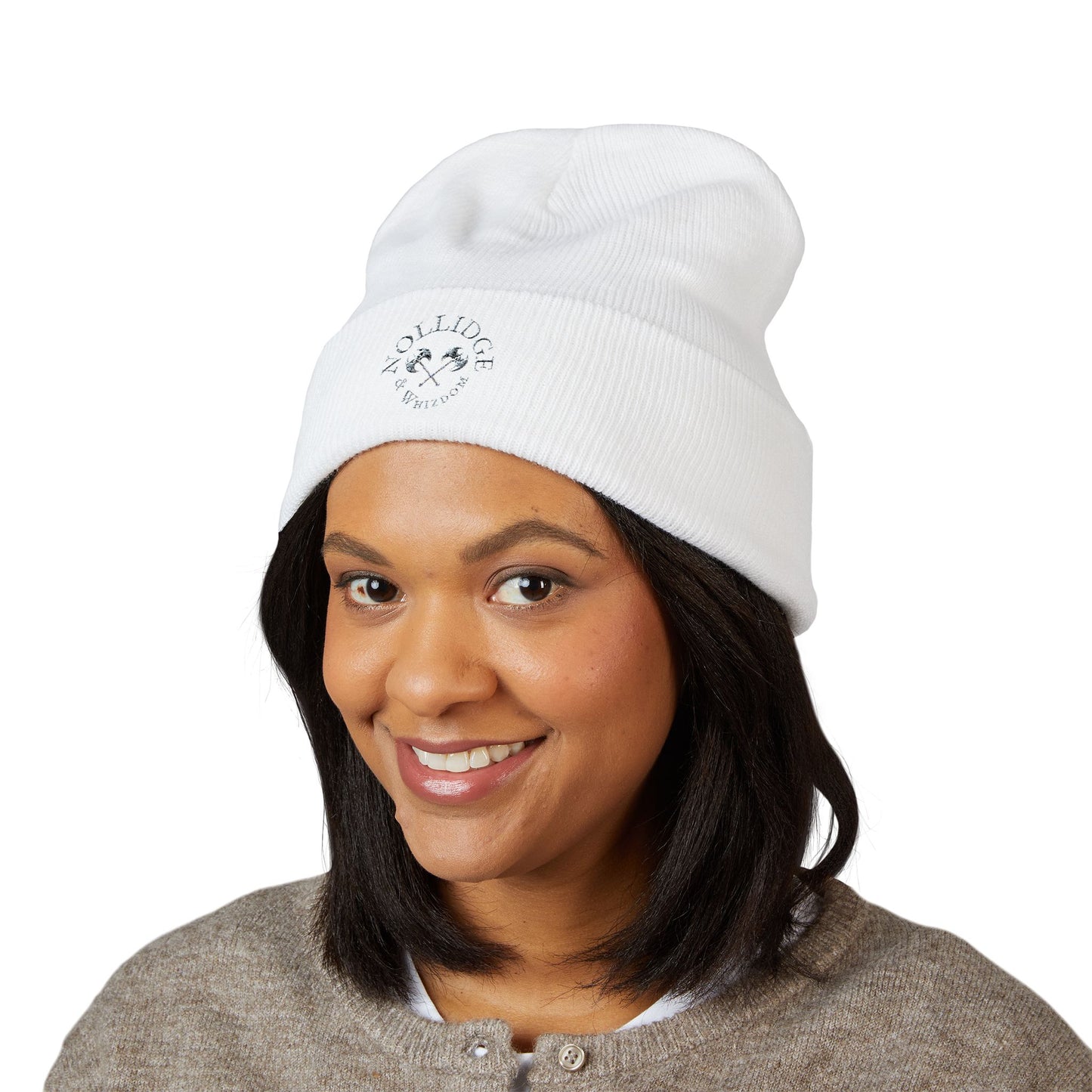 (WHITE) Nollidge & Whizdom Emotional Intelligence Embroidered Beanie